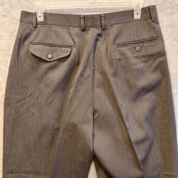 Timepieces Trousers Mens Size 36x33 100% Wool Classic Pleated dark grey brushed - Picture 8 of 12